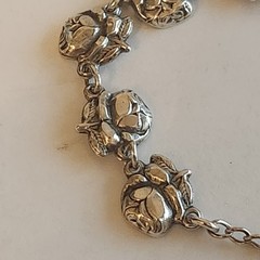 Sterling Silver Vintage Religious Rose Catholic Saint Prayer Bracelet Virgin M