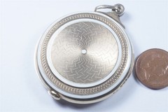 VANITY MIRROR LOCKET PENDANT – ANTIQUE SILVER ENAMEL c1906 VERY GOOD QUALITY