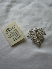 Angels of Love Wisdom Brooch Pin Crystal Silver Tone w Card Kingwood TX 1994
