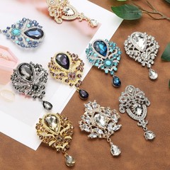 1 Pcs Large Rhinestone Brooch for Women, Gold(3.5×2.5 Inch)