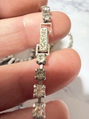 Vintage Rhinestone Statement Necklace Clear Crystal Drop Bib 14” Lot#1636