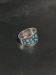 Vintage Soviet 875 Silver Turquoise Ring Russian Size 8.5