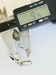Vintage Sterling Silver Blue Topaz Labradorite Drop Dangle Lever-back Earrings