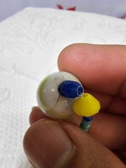 Vtg White Yellow Blue turquoise color glass beads Necklace 24in”- READ