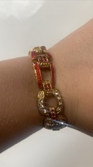 Camrose & Kross Jackie Kennedy Equestrian Red Enamel & Rhinestone Link Bracelet