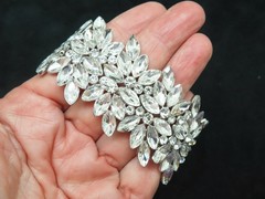 Vintage Contemporary GORGEOUS Wide Rhinestone Stretch Bracelet