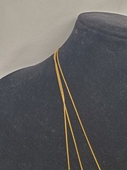 Vintage Goldette Gold Tone Triple (3) Strand Necklace W/ Locket & Medusa? Face