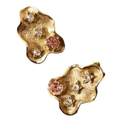1950’s Vintage Moon & Stars Celestial Clip On Earrings, Mid Century Gold Jeweley