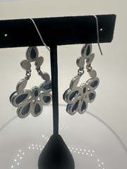VTG Peacock Chandelier Statement Earrings Blue Peacock Dangler Iridescent Prom