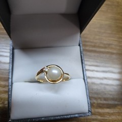 DIAMOND & AKOYA PEARL 14K YELLOW GOLD TENSION SWIRL RING