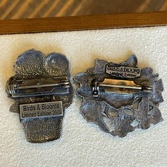 Lot of 2 Birds & Blooms Limited Edition Pewter Brooches Pins 2006/2008 Butterfly