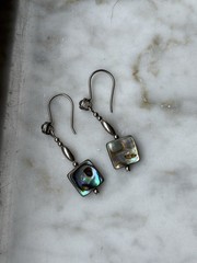 Beautiful Vintage Sterling Silver abalone Drop earrings