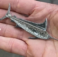 14K White Gold Plated 2Ct Round Lab Created Diamond Trendy Fish Charm Brooch Pin