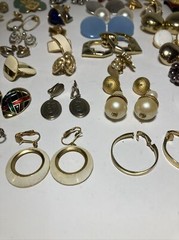 Vtg Lot of 54 Gold Tone Clip On & Screw Back Earrings Bergere Monet Trifari Etc
