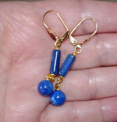 LAPIS LAZULI 45 MM DROP ELONGATED LEVER BACK EARRINGS