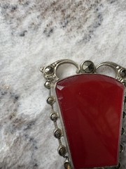 VTG Czech Art Deco Bohemian Red Stone BROOCH Pin 1930s Czechoslovakia TLC