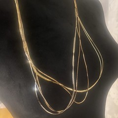 Vintage Medici Multi Tone Necklace 6 Snake Chain Fold Over Clasp Delicate Dainty