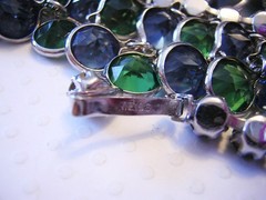 WEISS Lavish ADMIRAL BLUE & FOREST GREEN Rhinestones FRINGE Necklace & Earrings