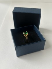 Vintage Green Cubic Zirconia Ring Gold Plated Womens Size 7.5