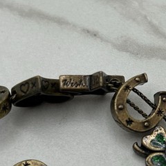 Vintage Avon Lucky Slider Charm Bracelet Hoseshoe Clover Heart Star Good Luck