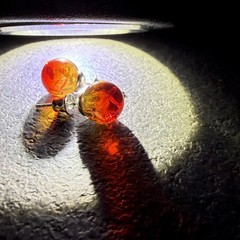 Unique silver Natural dyed Amber Earrings 2g 10mm