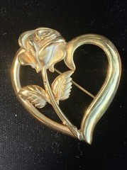 Princess Diana Memorial Heart Rose Brooch Pin Gold Tone Legacy Love RDC ❤️sj3j5