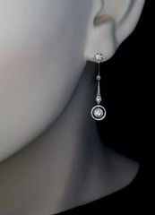 Art Deco Lab Created Diamond Dangle & Drop Bridal Wedding 925 Silver Earrings