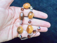 Vintage TIGER EYE Natural Stone w/Lovely Faceted Bead Bracelet