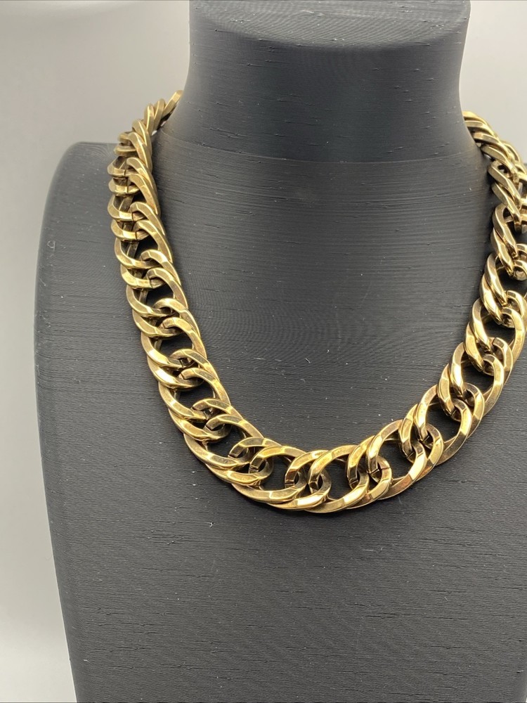 VINTAGE Sperry Chunky GOLD-TONE CURB LINK 15in NECKLACE – HEAVY Statement Runway