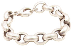 925 Sterling Silver Vintage Bracelet Chunky Interlocking Circles Link BT12203