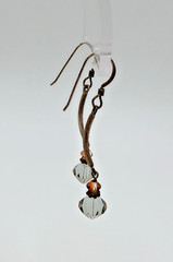 925 Crystal Drop Earrings 1.75in Sterling Silver 2g Aqua Blue Amber Tone Bicone