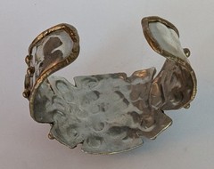 Brutalist MCM Bracelet Mixed Metals Blue Stone Large 8″ Diameter 2″ Tall