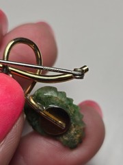 Vintage Krementz Rose and Green Leaf Pin-Brooch 2 inches wide