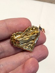 Vintage Patriotic Flag Heart USA Brooch Lot Of 4 Rhinestones Enameled 1980s