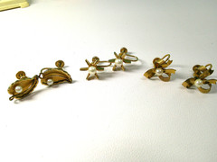 3 pairs Jewelry 1/20 12K Gold Filled Vintage Screw Back Leaf, Bow, Starburst JMS