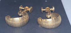 Vintage Gold Toned Textured Clip-On Hoop Earrings Pat.No 3176475
