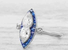 Art Deco Style Lab Created Diamond Engagement Anniversary 14K White Gold FN Ring