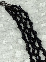 Vintage 90’s Y2K Early 2000’s Black Glass Bead Woven Choker Necklace Goth