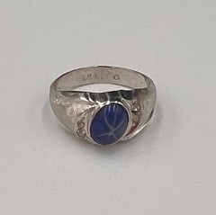 Vtg 18K HGE Faux Star Sapphire Ring, Mens Mans 11.75, Heavy Gold Electroplate