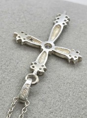Vintage Avon Sterling Silver 925 Cubic Zirconia Cross Pendant Chain Necklace 19″