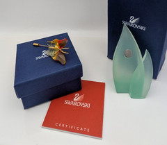 Swarovski Paradise Butterfly Pin 925 Sterling Gold Crystal Stand Box COA No Mag
