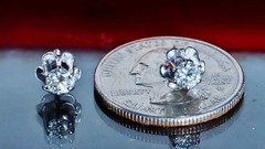 14k white gold earrings 0.50ct natural diamond screwback flower stud 1.95g N3762