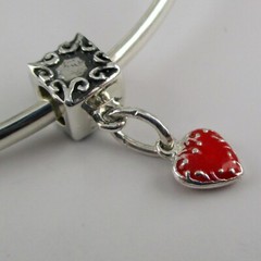 Sterling Silver VICTORIAN BOX Charm Bead for Bracelet HANGER Holder ADAPTER New