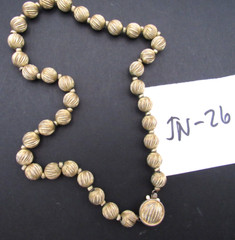 Vintage Francois 16″ Ball Beaded Light Gold Tone Choker Necklace (JN-26)