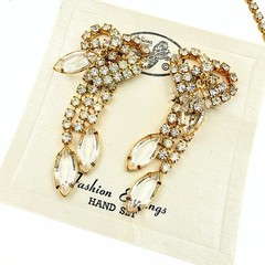 Vintage Juliana DeLizza Elster Waterfall Plated Marquise Necklace Earrings Set