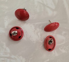 Vintage 70s/80s Red Enamel Button Pierced Earrings Pair