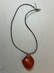 NATURAL OLD ANTIQUE COGNAC BALTIC AMBER PENDANT 14,3 gr. WITH CHAIN
