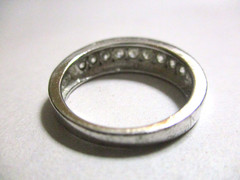 STERLING SILVER CHANNEL SET WEDDING BAND RING CUBIC ZIRCONIA SZ 8.25