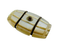 Antique Mother of Pearl Shell Barrel with Rhinestone Jewelry Finding AS IS .75In