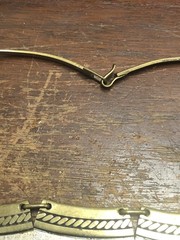 VINTAGE MIXED METALS BRASS AND SILVER COLORED LAPIS LAZULI HAND MADE NECKLACE